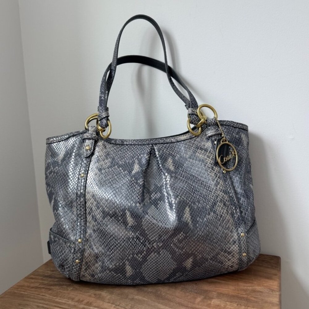 Coach Alexandra Exotic Python Embossed Leather Bag F22231